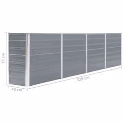 vidaXL Raised Garden Bed 320x40x77cm Galvanised Steel Grey Outdoor Planter