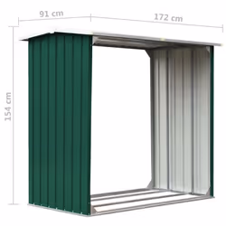 vidaXL Log Storage Shed Galvanised Steel Green Garden Outdoor Firewood Sheds - Additional view 5
