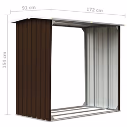 vidaXL Log Storage Shed Galvanised Steel Brown Garden Outdoor Firewood Sheds - Additional view 5