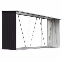 vidaXL Garden Log Storage Shed Galvanised Steel 330x84x152cm Anthracite Cabin