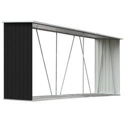 vidaXL Garden Log Storage Shed Galvanised Steel 330x84x152cm Anthracite Cabin