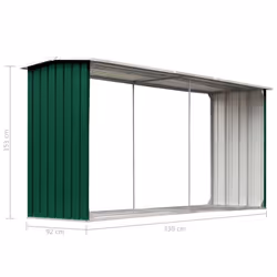 vidaXL Garden Log Storage Shed Galvanised Steel Green Outdoor Firewood Sheds - Additional view 5
