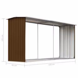 vidaXL Garden Log Storage Shed Galvanised Steel Brown Outdoor Firewood Sheds - Additional view 5