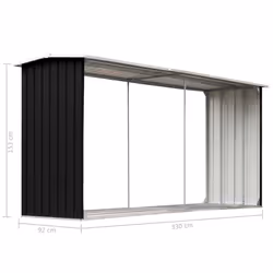 vidaXL Garden Log Storage Shed Galvanised Steel Anthracite Firewood Sheds - Additional view 5
