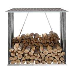 vidaXL Garden Log Storage Shed Galvanised Steel 163x83x154cm Brown Cabin House