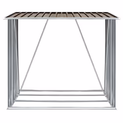 vidaXL Garden Log Storage Shed Galvanised Steel 163x83x154cm Brown Cabin House - Additional view 4