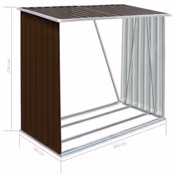 vidaXL Garden Log Storage Shed Galvanised Steel 163x83x154cm Brown Cabin House - Additional view 6