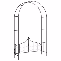 vidaXL Garden Arch With Gate Black Iron Home Lawn Outdoor Archway Pergola - Additional view 3