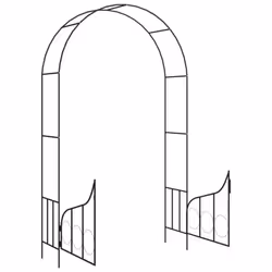 vidaXL Garden Arch With Gate Black Iron Home Lawn Outdoor Archway Pergola - Additional view 4