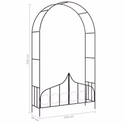 vidaXL Garden Arch With Gate Black Iron Home Lawn Outdoor Archway Pergola - Additional view 6
