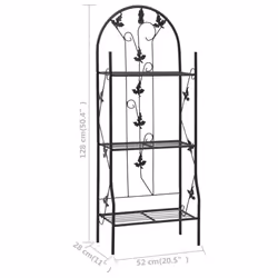 vidaXL 3-Layer Plant Rack Black Iron Home Garden Lawn Flower Stand Pot Rack - Additional view 6