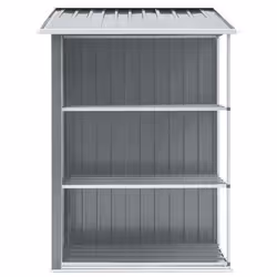 vidaXL Garden Shed with Rack Grey Iron Outdoor Storage House Tool Building - Additional view 4
