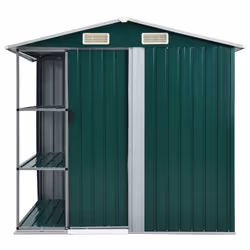 vidaXL Garden Shed with Rack Green Iron Outdoor Storage House Tool Building - Additional view 2