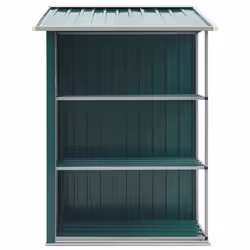 vidaXL Garden Shed with Rack Green Iron Outdoor Storage House Tool Building - Additional view 4