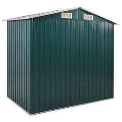 vidaXL Garden Shed with Rack Green Iron Outdoor Storage House Tool Building - Additional view 5