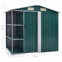 vidaXL Garden Shed with Rack Green Iron Outdoor Storage House Tool Building - Additional view 7