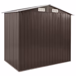 vidaXL Garden Shed with Rack Brown Iron Outdoor Storage House Tool Building - Additional view 4