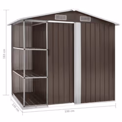 vidaXL Garden Shed with Rack Brown Iron Outdoor Storage House Tool Building - Additional view 7