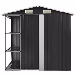 vidaXL Garden Shed with Rack Anthracite Iron Outdoor Storage House Building - Additional view 2