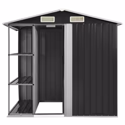 vidaXL Garden Shed with Rack Anthracite Iron Outdoor Storage House Building - Additional view 3