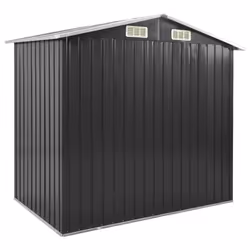 vidaXL Garden Shed with Rack Anthracite Iron Outdoor Storage House Building - Additional view 6