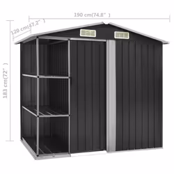 vidaXL Garden Shed with Rack Anthracite Iron Outdoor Storage House Building - Additional view 7