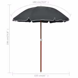 vidaXL Garden Parasol with Steel Pole Sunshade Outdoor Umbrella Anthracite