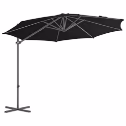 vidaXL Cantilever Garden Parasol with Steel Pole Shade Outdoor Umbrella Black