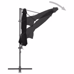 vidaXL Cantilever Garden Parasol with Steel Pole Shade Outdoor Umbrella Black - Additional view 4
