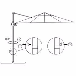 vidaXL Cantilever Garden Parasol with Steel Pole Shade Outdoor Umbrella Black - Additional view 7