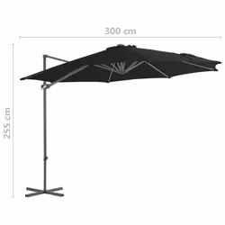 vidaXL Cantilever Garden Parasol with Steel Pole Shade Outdoor Umbrella Black - Additional view 8
