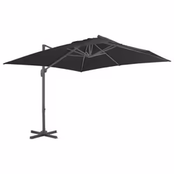 vidaXL Cantilever Umbrella with Aluminium Pole Garden Sunshade Outdoor Parasol - black, 300 x 300 cm