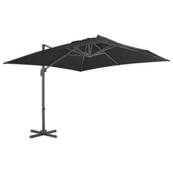 vidaXL Cantilever Umbrella with Aluminium Pole Garden Sunshade Outdoor Parasol - black, 300 x 300 cm