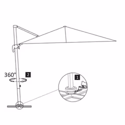 vidaXL Cantilever Umbrella with Aluminium Pole Garden Sunshade Outdoor Parasol - black, 300 x 300 cm - Additional view 7