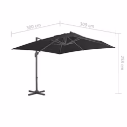 vidaXL Cantilever Umbrella with Aluminium Pole Garden Sunshade Outdoor Parasol - black, 300 x 300 cm - Additional view 8