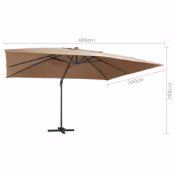 vidaXL Cantilever Umbrella with LED Lights Garden Sunshade Outdoor Parasol - taupe