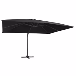 vidaXL Cantilever Umbrella with LED Lights Garden Sunshade Outdoor Parasol - black