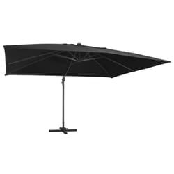 vidaXL Cantilever Umbrella with LED Lights Garden Sunshade Outdoor Parasol - black
