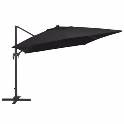 vidaXL Cantilever Umbrella with LED Lights Garden Sunshade Outdoor Parasol - black