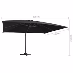 vidaXL Cantilever Umbrella with LED Lights Garden Sunshade Outdoor Parasol - black