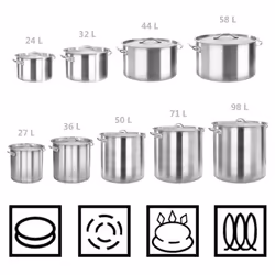 vidaXL Stock Pot with Lid 26 L 32x32cm Stainless Steel Catering Soup Stew Pot - Additional view 5