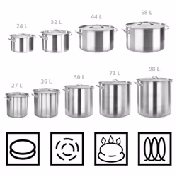 vidaXL Stock Pot 35 L 36x36 cm Stainless Steel Soup Stew Catering Pot Kitchen - Additional view 5