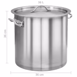 vidaXL Stock Pot 35 L 36x36 cm Stainless Steel Soup Stew Catering Pot Kitchen - Additional view 6