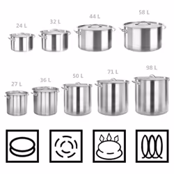 vidaXL Stock Pot 24 L 36x24 cm Stainless Steel Soup Stew Catering Pot Kitchen - Additional view 5