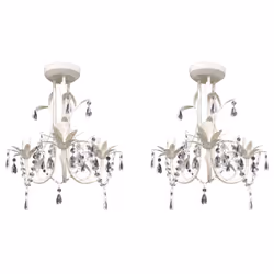 vidaXL 2x Crystal Pendant Ceiling Lamp Chandeliers Elegant White Indoor Lamp