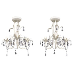 vidaXL 2x Crystal Pendant Ceiling Lamp Chandeliers Elegant White Indoor Lamp