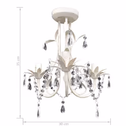 vidaXL 2x Crystal Pendant Ceiling Lamp Chandeliers Elegant White Indoor Lamp - Additional view 5