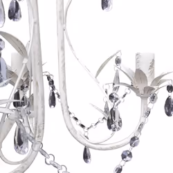 vidaXL 4x Crystal Pendant Ceiling Lamp Chandeliers Elegant White Indoor Lamp - Additional view 4