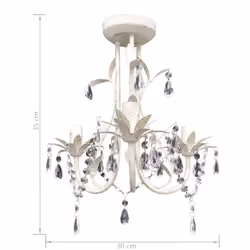 vidaXL 4x Crystal Pendant Ceiling Lamp Chandeliers Elegant White Indoor Lamp - Additional view 5