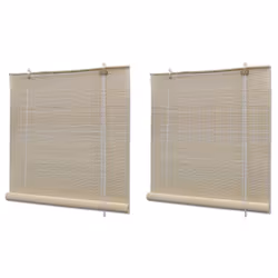 vidaXL Bamboo Roller Blinds Kitchen Blackout Curtain 2 pcs 120x160 cm Natural